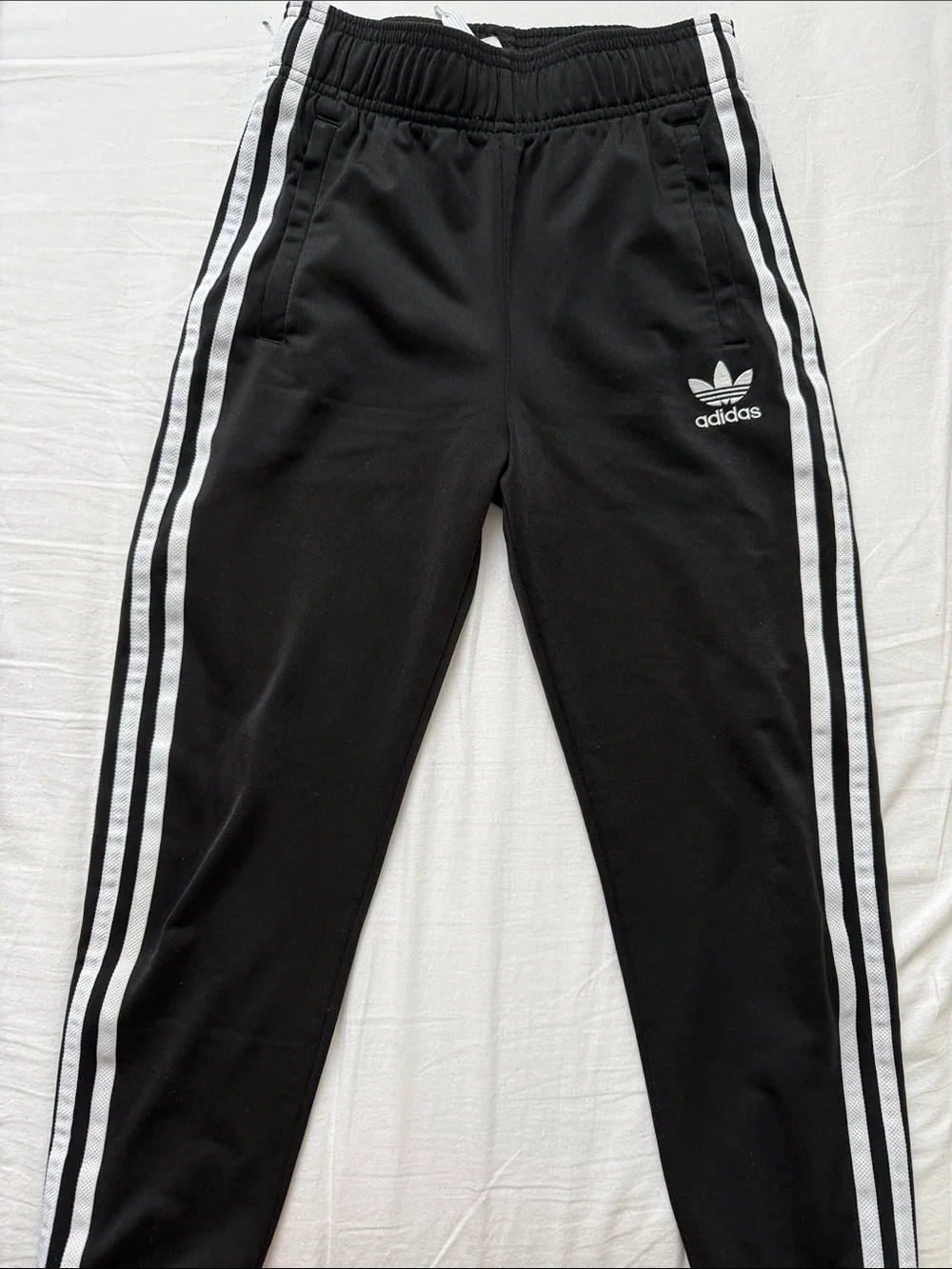 adidas Black Joggers with White Side Stripes and Trefoil - Picture 1 of 4